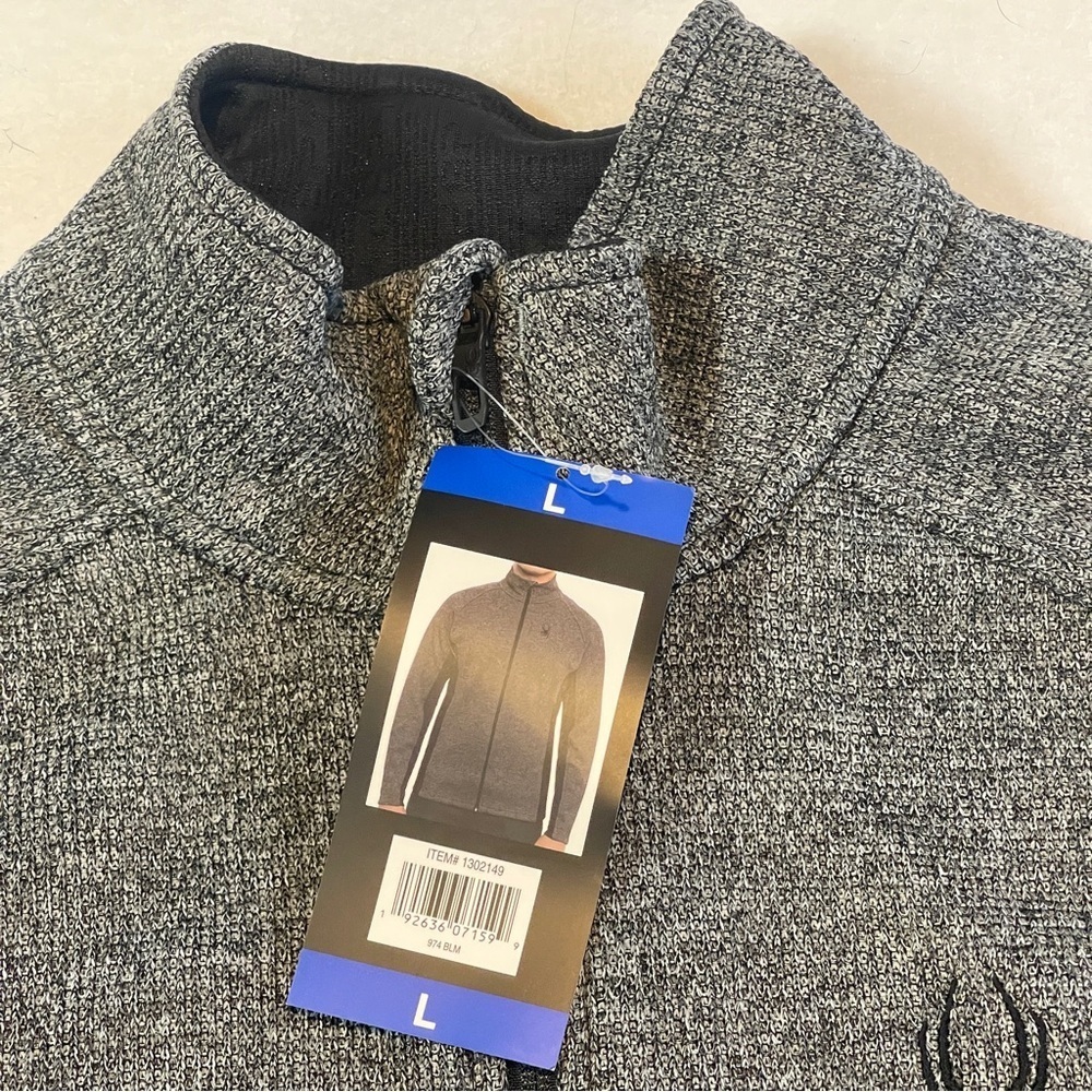 NWT Spider 1/4 Zip Mens Boundless Performance Sweater | Heather Grey/Black | L - Picture 3 of 7